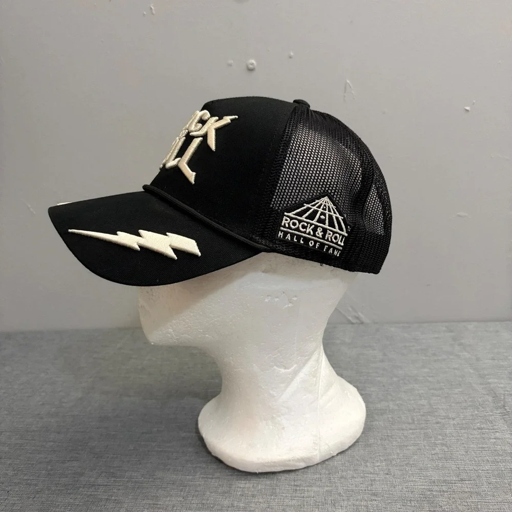 American Needle Trucker Hat Mens OSFA‎ Blk Rock & Roll Hall of Fame Y2K Mesh Cap